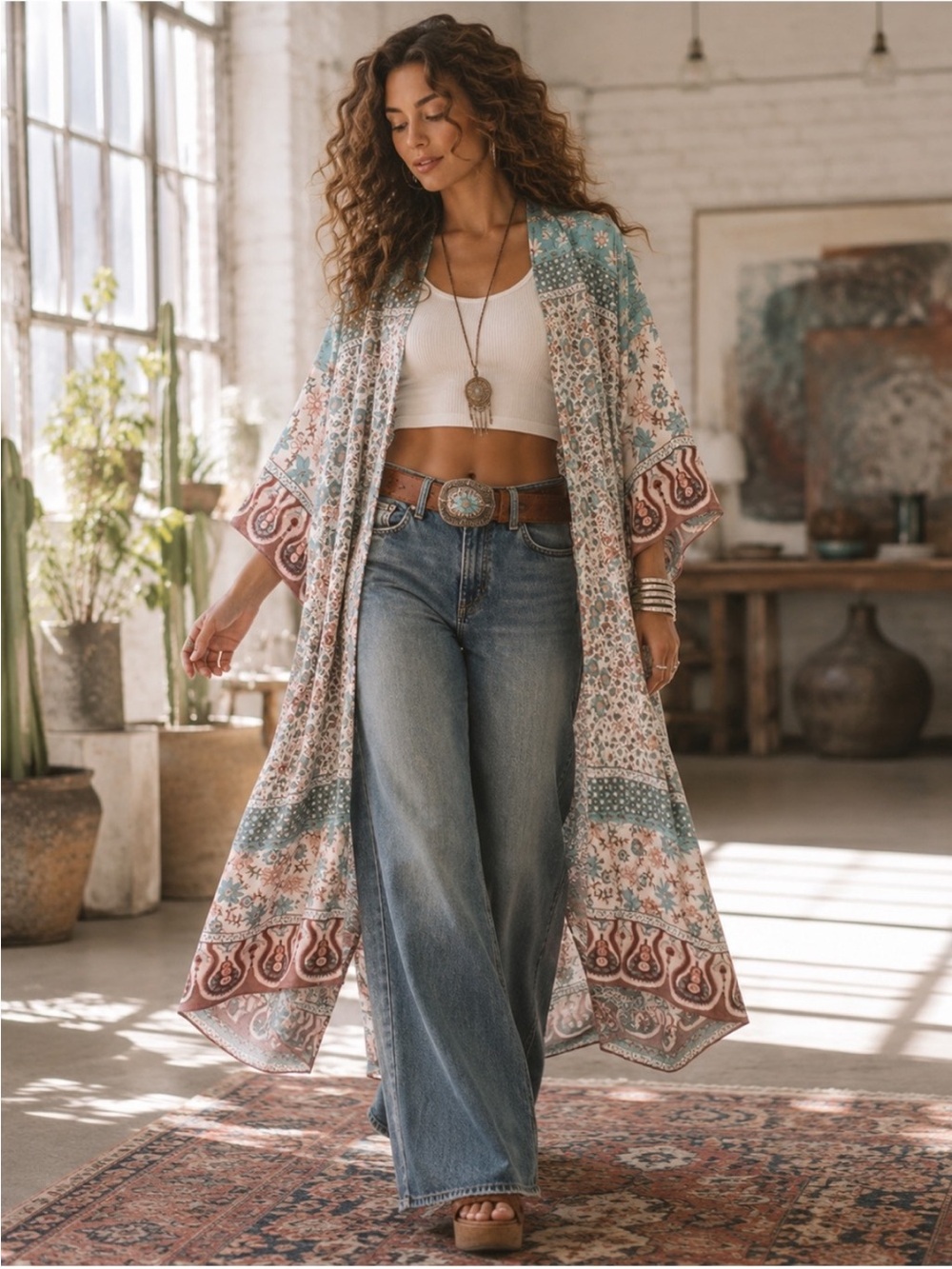 Boho Floral Kimono